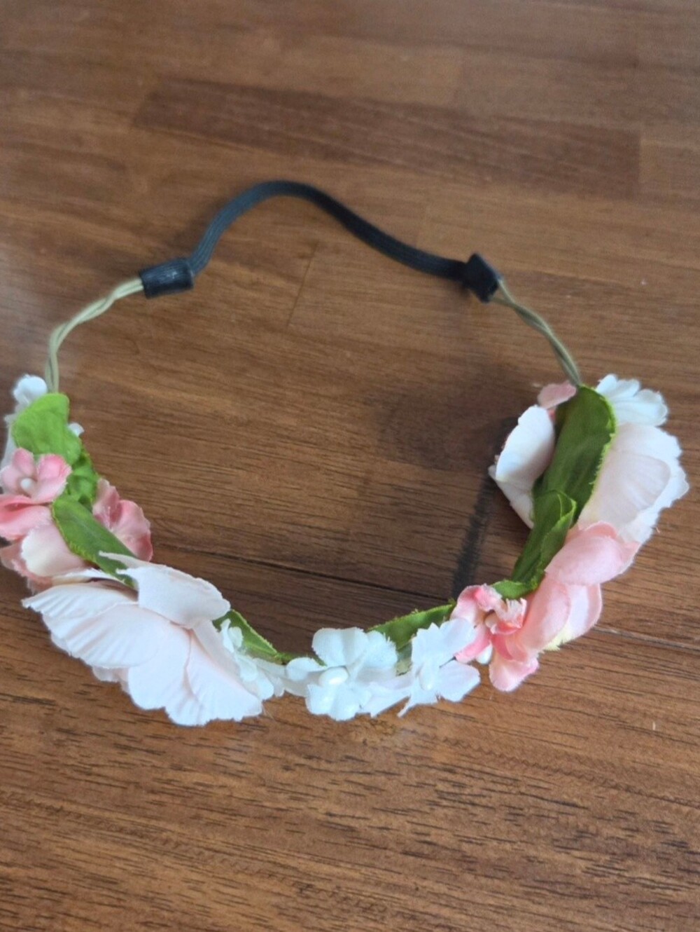 Floral Elastic Headband Crown for Kids - Pink & White